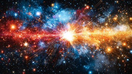 Wall Mural - cosmic collision galaxies colliding, stars exploding, dark matter background, science illustration