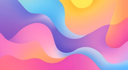 Wall Mural - Colorful Gradient Spiral Swirl Background, Abstract Rainbow Design with Pink, Blue, Purple, and Yellow Shades, Flat Lay Top View