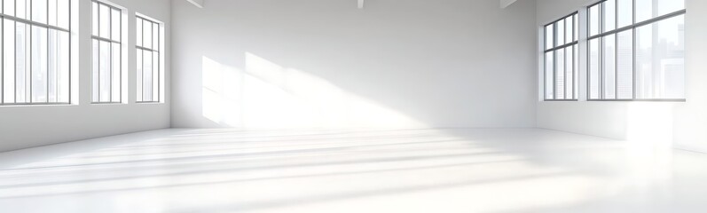 Fototapete - A clean, minimalist office space featuring a large window, perfect for modern work environments.