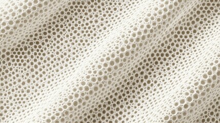 A close up view of white fabric featuring circular holes