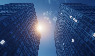 Poster - A dramatic perspective shot featuring two symmetrical objects, ideal for artistic and design projects.