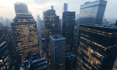 Poster - High-resolution aerial view of a commercial building showcasing urban architecture and design.