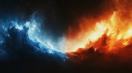 Wall Mural - a science fiction digital art creation featuring abstract cosmic energy waves against the backdrop o