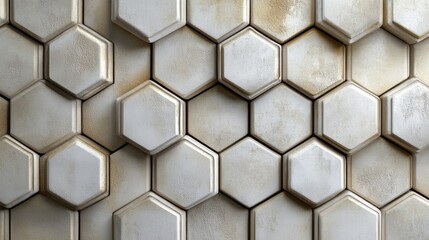 Wall Mural - a close up view of a hexagonal tile pattern