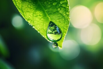 Wall Mural - rain drops on the leaves
