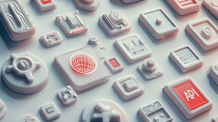 layout of api icons designed to showcase the integration of different services, with a white minimal
