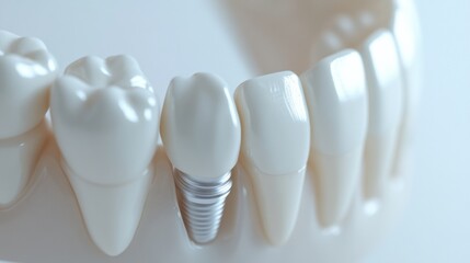 Aufkleber - High quality 3D model showcasing dental arch with single implant and natural teeth for educational purposes Generative AI