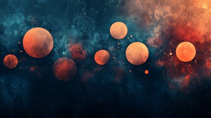 Wall Mural - Floating celestial spheres of orange and red are on display