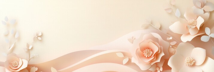 Aufkleber - Delicate paper art background featuring pastel flowers and layered textures for elegant design projects Generative AI
