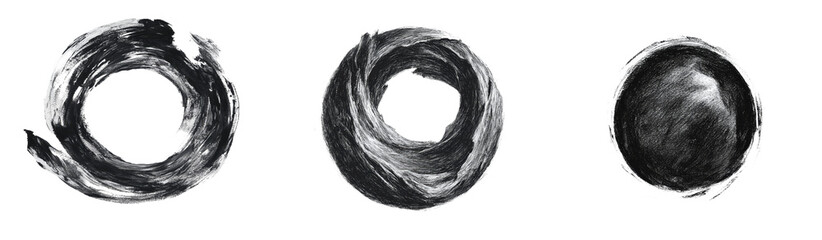 Poster - Isolated on white, a round grunge texture has been marked with a black pen using a hatched technique