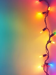 Aufkleber - Colorful garland of glowing lights arranged diagonally across a soft gradient background with space for text Generative AI