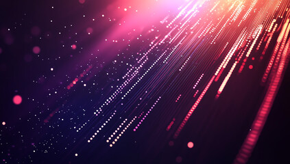 Cute, glowing digital matrix background with falling dots and lines, a cyberpunk-inspired wallpaper.