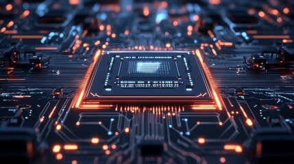 Illuminated Circuit Board with Central Processor