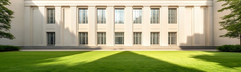Fototapete - A unique architecturally designed bank building in a captivating photograph.