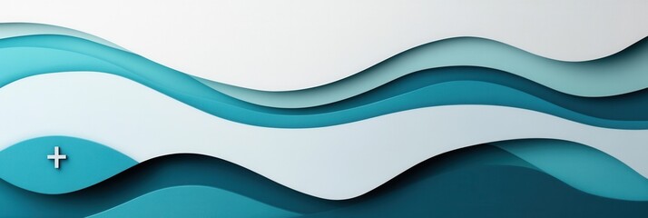 Poster - Layered paper art background with calming tones and subtle medical symbols, perfect for health related themes Generative AI
