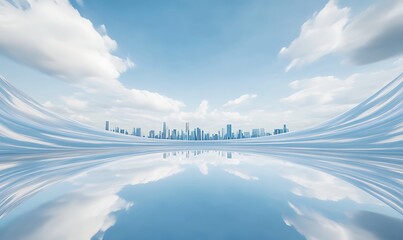 Poster - Futuristic city skyline reflection in a modern design. A stunning urban landscape image.