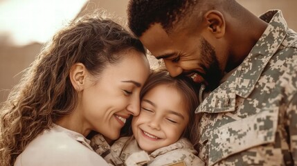 togetherness: a military family's emotional embrace.