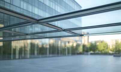 Aufkleber - A close-up view of a futuristic glass canopy over a cityscape, showcasing modern architecture and design.