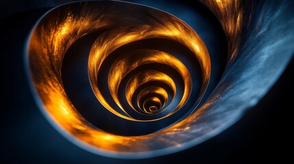 Wall Mural - an abstract art depiction of spiraling golden glowing forms
