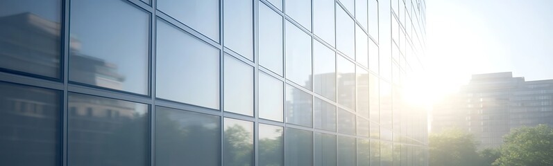 Aufkleber - Close-up image of a modern office tower featuring sleek glass architecture.