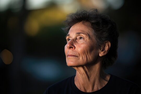 pensive individual stares off into distance bathed in soft light portraying hope and resilience features convey softness