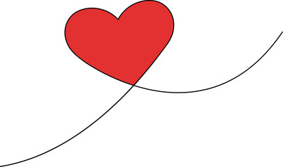 Heart continuous line drawing. Single hand drawn contour heart, love, romance, wedding. Shape heart lineart. Single lineart sketch heart. Symbol love. Heart fashion Simple icon on white background. 