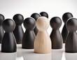 © theshooter - figuras de peones de madera símbolo de un grupo de personas trabajando en equipo con un líder, jefe o director reflejo de unión, diversidad, inclusión colaboración y cooperación