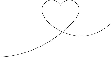 Heart continuous line drawing. Single hand drawn contour heart, love, romance, wedding. Shape heart lineart. Single lineart sketch heart. Symbol love. Heart fashion Simple icon on white background.