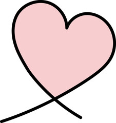 Heart continuous line drawing. Single hand drawn contour heart, love, romance, wedding. Shape heart lineart. Single lineart sketch heart. Symbol love. Heart fashion Simple icon on white background.