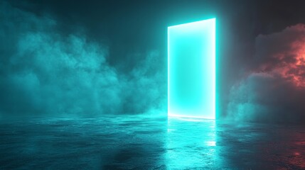Wall Mural - a bright glowing doorway surrounded by clouds and atmospheric fog