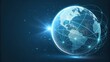 © NAPAARTMAX - a glowing blue globe with lines connecting various points on the globe, suggesting the global network of information technology and connection.