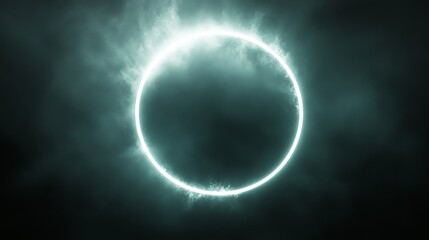Wall Mural - a bright glowing circle surrounded by misty cloudy atmosphere