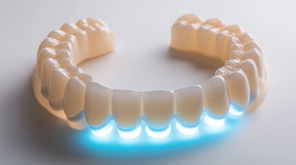 Aufkleber - 3D dental arch model showcasing implant placement among natural teeth with glowing highlights Generative AI
