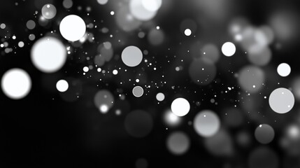 Wall Mural - many blurry white circles of varying sizes on dark background