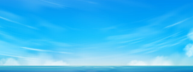 Wall Mural - sky blue,cloud background,horizon spring clear sky in morning by the beach,vector beautiful landscap