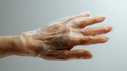 Aufkleber - This hand covered with a transparent glove represents advances in stem cell research and therapy.