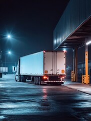 Wall Mural - semi truck gas station night