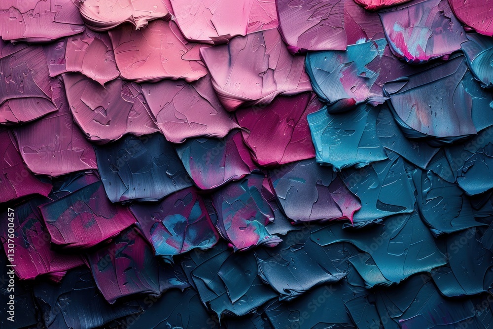 Colorful oil paint strokes form an abstract background, showcasing futuristic depth and an optical illusion effect