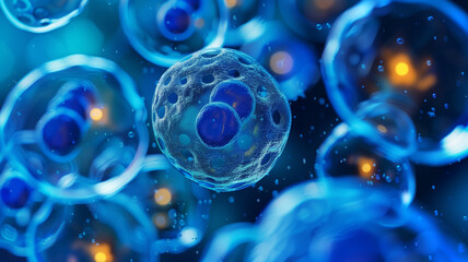 Poster - This Stem cells are shown under a microscope, illustrating their unique regenerative capabilities.