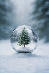 Wall Mural - snow globe tree