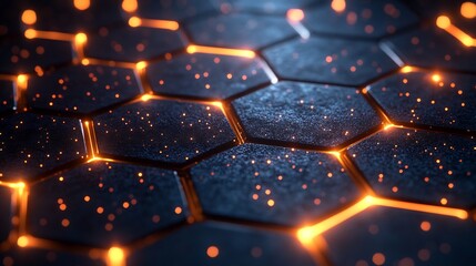 Wall Mural - Glowing Hexagon Network Abstract Background. AI Generated