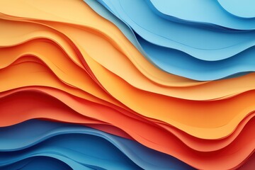 Leinwandbilder - Dynamic paper art background with layered waves in gradient tones depicting global political changes Generative AI