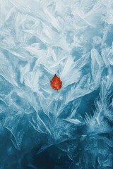 Wall Mural - Single Leaf on Ice