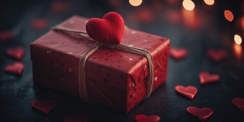 Wall Mural - Red Gift Box with Heart