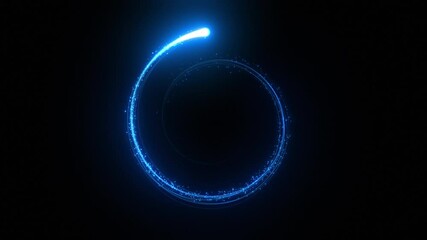 Wall Mural - Beautiful Streak Blue Color Flying to Camera Forming Helix on Black Background. Particles Trail with Shimmer Moving by Spiral 3d Animation. Magic Effect Illustration. Motion Design Concept 4k.