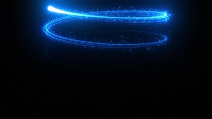 Wall Mural - Beautiful Light Streak Blue Color Rising Up Forming Helix Shape on Black Background. Abstract Neon Curls. Trail Shimmer Moving Rounds Looped 3d Animation. Magic Stroke Spring Motion Design Concept 4k.