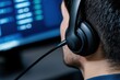 © JP STUDIO LAB - Agent troubleshooting a tech issue via headset, in a busy call center with screens, delivering support in a fast-paced business hub