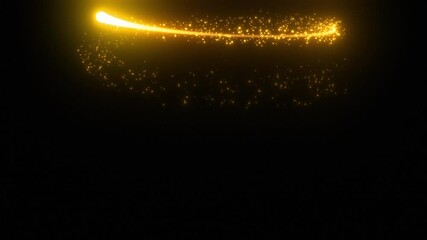 Wall Mural - Beautiful Gold Particles Trail with Shimmer Moving Up Forming Helix 3d Animation. Abstract Golden Streak Flying by Spiral on Black Background. Magic Effect Illustration. Motion Design Concept 4k.
