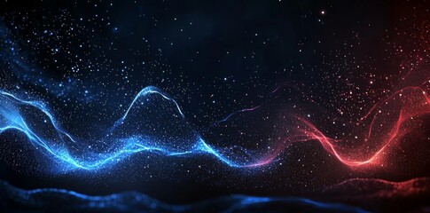 Wall Mural - A design with a blue and red background that includes stars and a red line