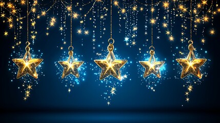 Wall Mural - a dark sky at night with luminous stars and bokeh effects in the background.